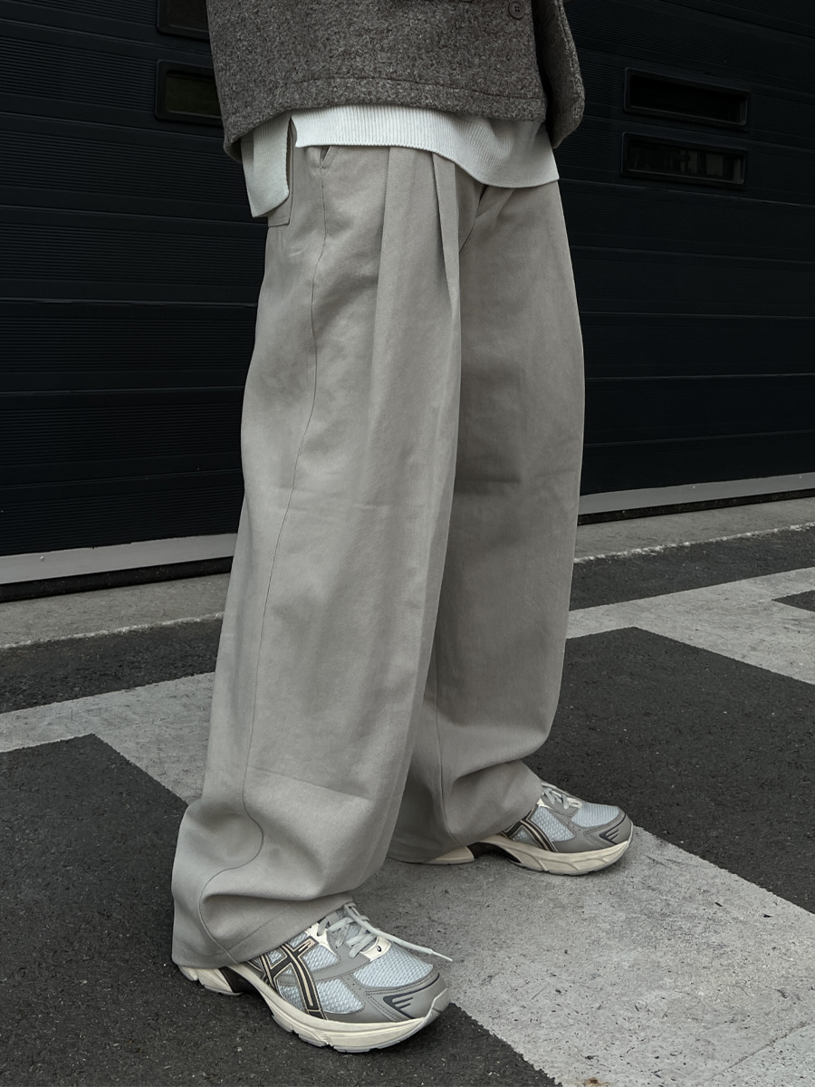 Solid Two-Tuck Cotton Pants (3color)