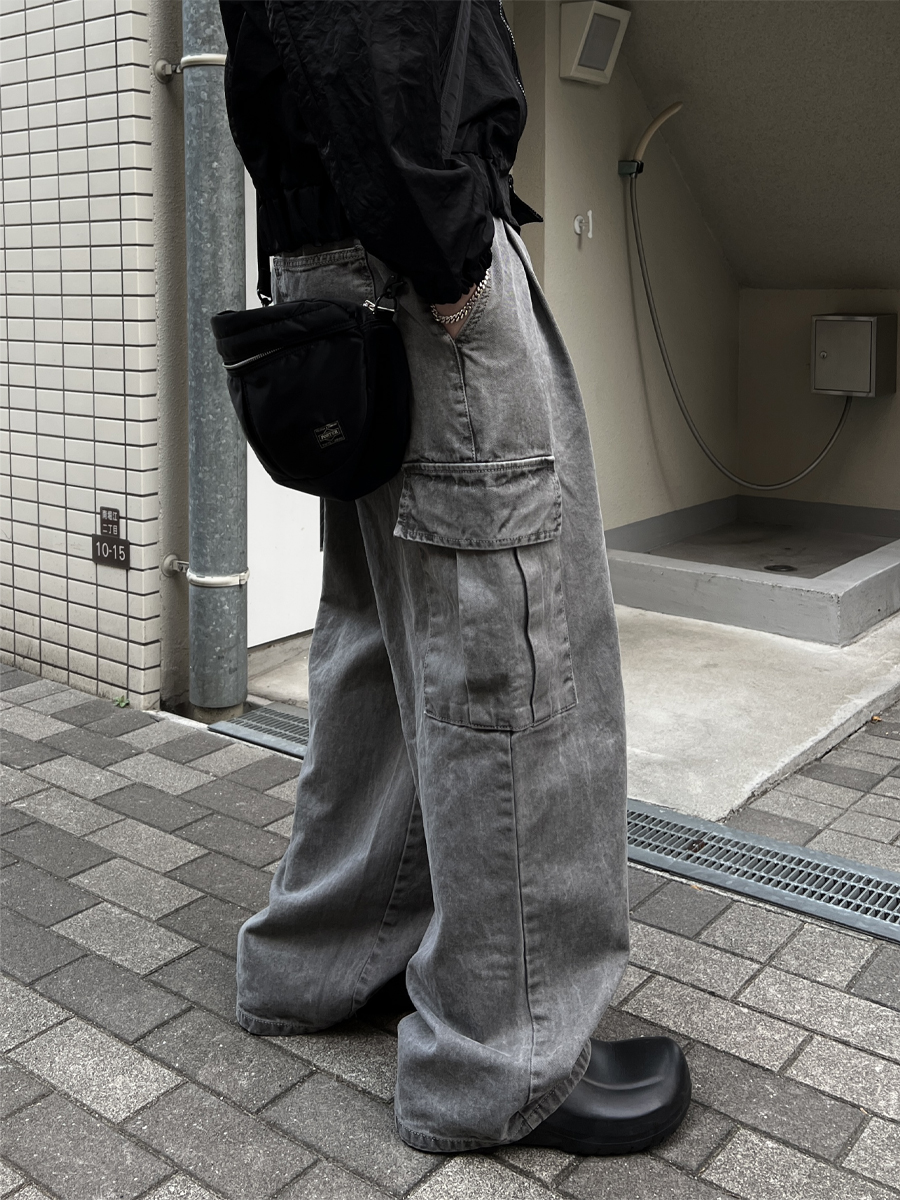 Pigment Washed Cargo Pants (gray)