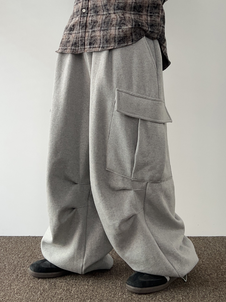 [プレミアム] [起毛] ポイ バルーン フレンチテリー カーゴ ストリング パンツ (2color)